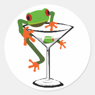 Frog und Martini Runder Aufkleber