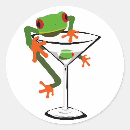Frog und Martini Runder Aufkleber (Vorderseite)