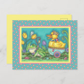 FROG UND ROYAL DUCKLING. WHIMSICAL EASTER POSTCARD POSTKARTE (Vorne/Hinten)