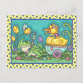 FROG UND TROCKENPRINZ. WHIMSICAL EASTER POSTCARD POSTKARTE (Vorderseite)