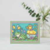 FROG UND TROCKENPRINZ. WHIMSICAL EASTER POSTCARD POSTKARTE (Stehend Vorderseite)