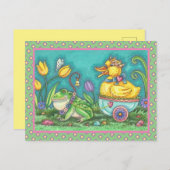 FROG UND TROCKENPRINZ. WHIMSICAL EASTER POSTCARD POSTKARTE (Vorne/Hinten)