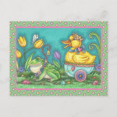 FROG UND TROCKENPRINZ. WHIMSICAL EASTER POSTCARD POSTKARTE (Vorderseite)