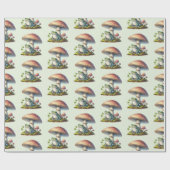 Frog Under a Mushroom Cute Nature Pattern Geschenkpapier (Flach)