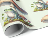 Frog Under a Mushroom Cute Nature Pattern Geschenkpapier (Rolleneckpunkt)