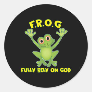Frog verlässt sich auf das Christentum Gottes Runder Aufkleber