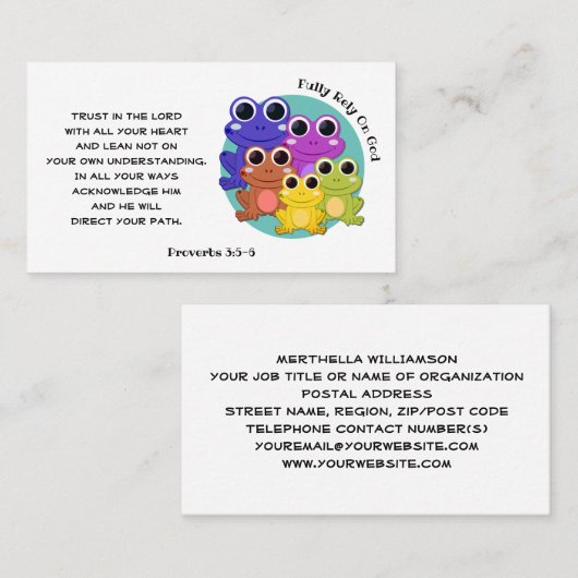 FROG verlässt sich voll und ganz auf Gott Christli Visitenkarte (Vorne/Hinten)