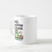 Frog Vibes und Coffee Chaos Kaffeetasse (Vorderseite Links)