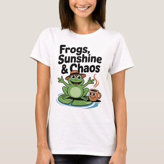 Frog Vibes und Coffee Chaos T-Shirt (Vorderseite)