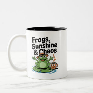 Frog Vibes und Coffee Chaos Zweifarbige Tasse