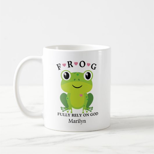 Frog Voll auf gottrosafarbene Herzen Kaffeemaschin Kaffeetasse (Links)