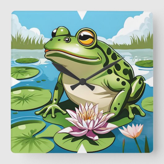 Frog Wall Clock Quadratische Wanduhr (Vorderseite)