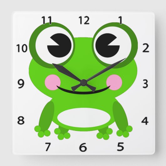 Frog Wall Clock Quadratische Wanduhr (Vorderseite)