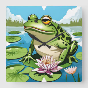 Frog Wall Clock Quadratische Wanduhr