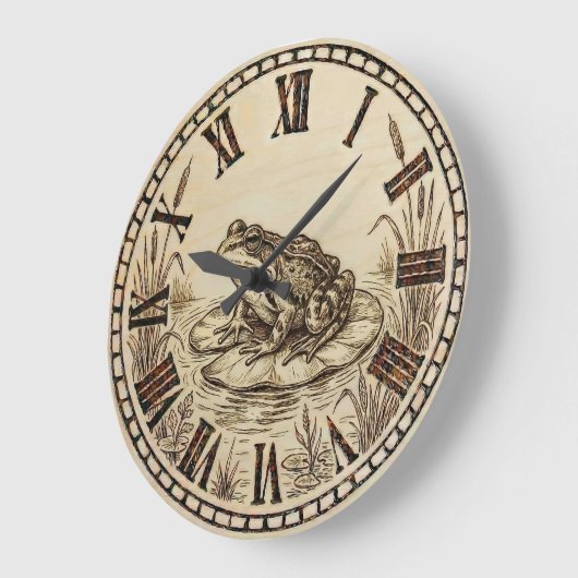 Frog Wall Clock - Serene Pond Decor Große Wanduhr (Winkel)