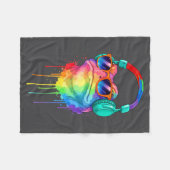 Frog Wearing Headphones And Sungles Edm Rave Desig Fleecedecke (Vorderseite (Horizontal))