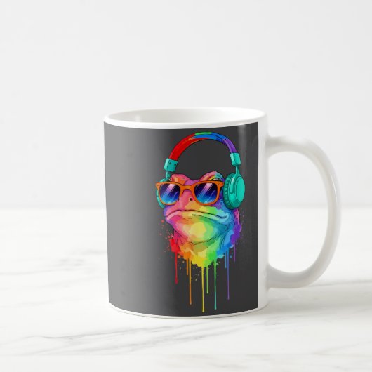 Frog Wearing Headphones And Sungles Edm Rave Desig Kaffeetasse (Rechts)