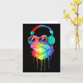 Frog Wearing Headphones And Sungles Edm Rave Desig Karte (Gelbe Blume)
