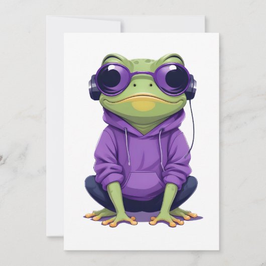 Frog Wearing Hoodie Funny Cool Animal Character Einladung (Vorderseite)