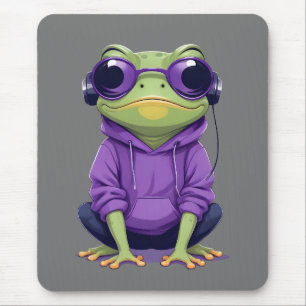 Frog Wearing Hoodie Funny Cool Animal Character Mousepad