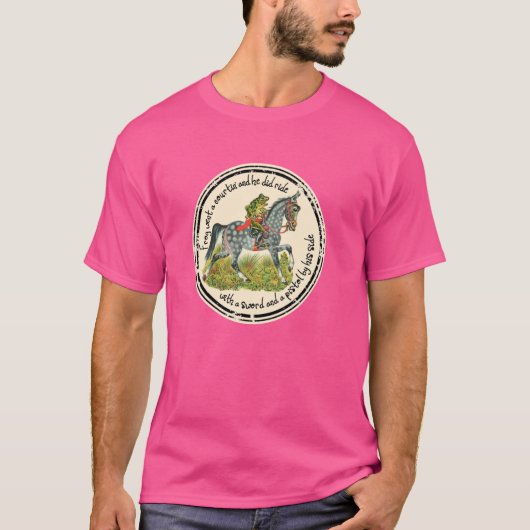 Frog Went a Courtin Reitpferd with Sword Folk T T-Shirt (Vorderseite)