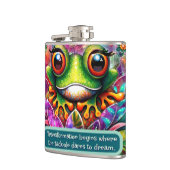 Frog Whimsical Abstract Art Floral Personalized Flachmann (Links)