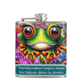 Frog Whimsical Abstract Art Floral Personalized Flachmann (Vorderseite)