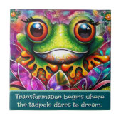Frog Whimsical Abstract Art Floral Personalized Fliese (Vorderseite)