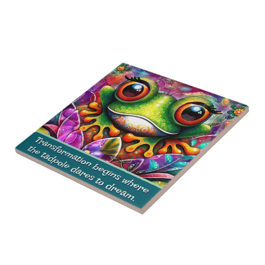 Frog Whimsical Abstract Art Floral Personalized Fliese (Seite)