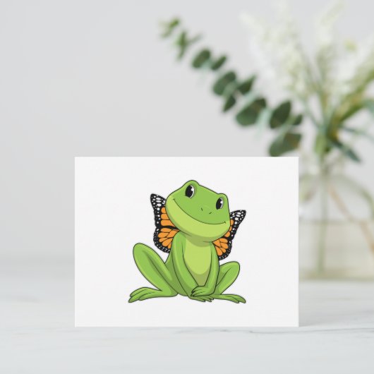 Frog with Butterfly Postkarte (Stehend Vorderseite)