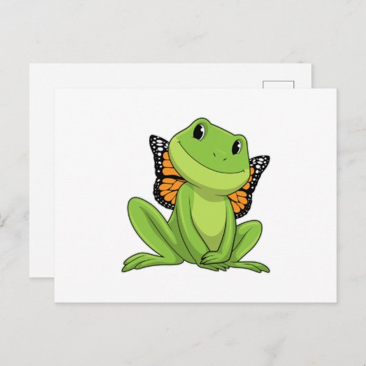 Frog with Butterfly Postkarte (Vorne/Hinten)