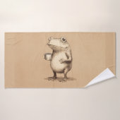 Frog with Coffee – Whimsical Vintage Animal Badehandtuch (Badehandtuch)
