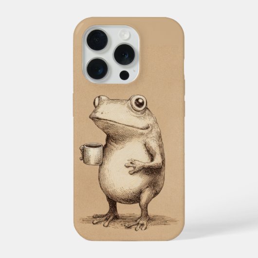 Frog with Coffee – Whimsical Vintage Animal iPhone Hülle (Rückseite)