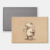 Frog with Coffee – Whimsical Vintage Animal Magnet (Vorderseite/Rückseite)