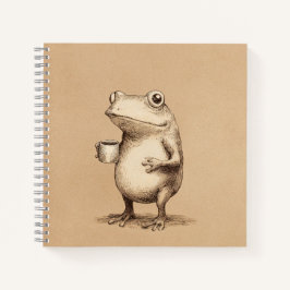 Frog with Coffee – Whimsical Vintage Animal Notizblock