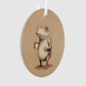 Frog with Coffee – Whimsical Vintage Animal Ornament (Vorderseite)