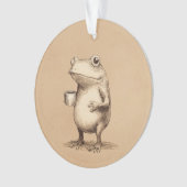 Frog with Coffee – Whimsical Vintage Animal Ornament (Vorderseite)