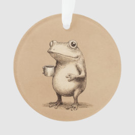 Frog with Coffee – Whimsical Vintage Animal Ornament