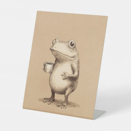 Frog with Coffee – Whimsical Vintage Animal Sockelschild