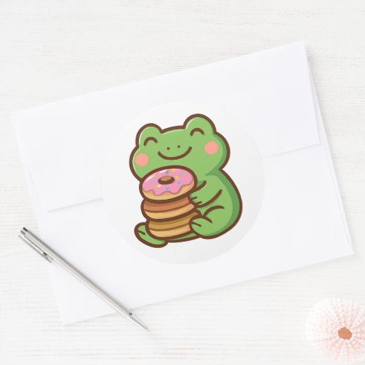 Frog With Donuts – Cute Animal Sticker (Umschlag)