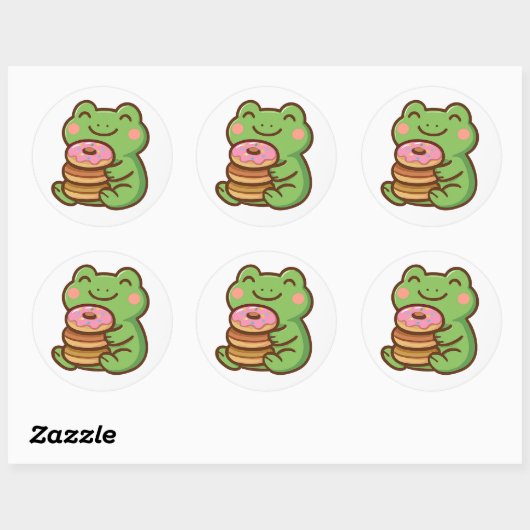 Frog With Donuts – Cute Animal Sticker (Blatt)