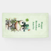 Frog with Green Hat and Shamrock Cute Birthday Banner (Horizontal)