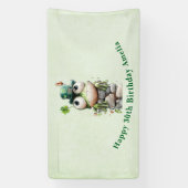 Frog with Green Hat and Shamrock Cute Birthday Banner (Vertikal)