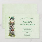 Frog with Green Hat and Shamrock Cute Birthday Einladung (Vorne/Hinten)