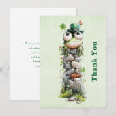 Frog with Green Hat and Shamrock Cute Dankeskarte (Vorne/Hinten)