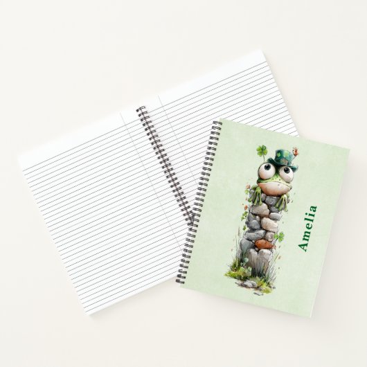 Frog with Green Hat and Shamrock Cute Notizblock (Innenseite)