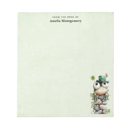 Frog with Green Hat and Shamrock Cute Notizblock (Vorderseite)