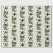 Frog with Green Hat and Shamrock Cute Pattern Geschenkpapier (Flach)