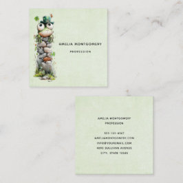 Frog with Green Hat and Shamrock Cute Quadratische Visitenkarte