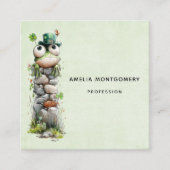 Frog with Green Hat and Shamrock Cute Quadratische Visitenkarte (Vorderseite)